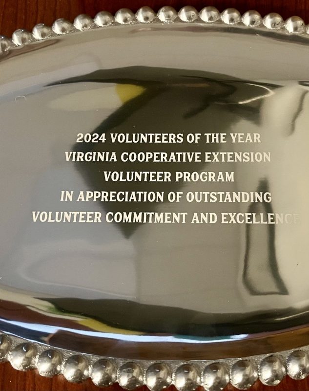 silver award plate for the 2024 Volunteers of the year